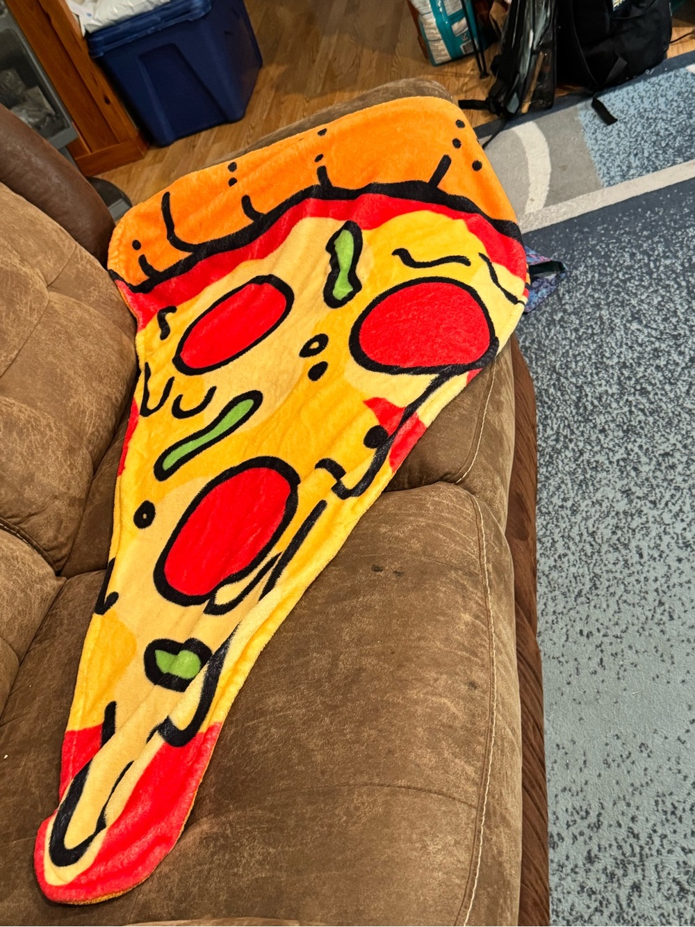 Novelty Pizza Slice Plush Blanket Bag - Bright Yellow & Red